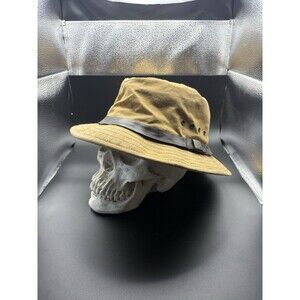 Filson Tin Cloth Packer Hat L Dark Tan Light Waxed USA Outdoor Fedora Fishing